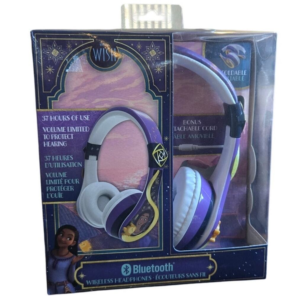Disney Wish Bluetooth Wireless Headphones Kids Foldable Volume Limit - New